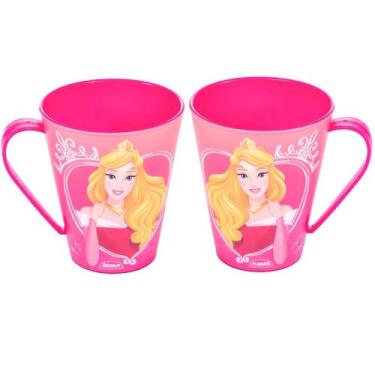Imagem de Kit 2 Copos com Alça Princesa Aurora Bela Adormecida 360ml - Plasútil,