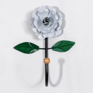 Imagem de Cabideiro de Parede Cabide Para Toalha 1 Gancho Flor Branca