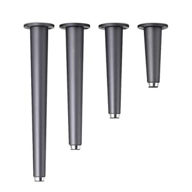 Imagem de LOMDEM Pernas de metal para móveis, conjunto de 4 pernas de sofá, pés de substituição de móveis para mesa de café, armário, cama, armário sem parafusos, cinza-25 cm