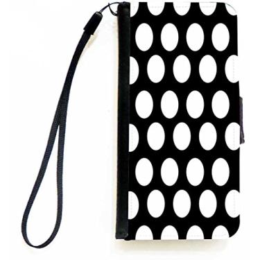 Imagem de Rikki Knight Capa carteira flip branca em bolinhas pretas com aba magnética para Apple iPhone 5c
