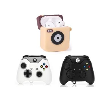 Imagem de (Pacote com 3) Capa para Airpods 1 e Airpods 2, Capa protetora de silicone Suublg com design de pele engraçado e fofo, com chaveiro