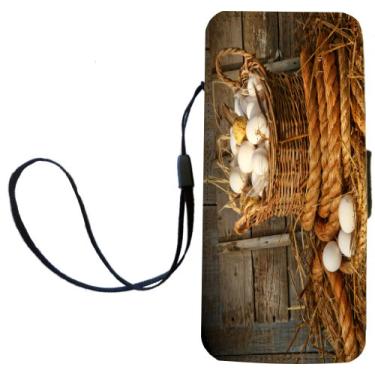 Imagem de Rikki Knight Capa carteira flip rústica de ovos em palha para iPhone 5/5s com aba magnética para iPhone 5/5s - Cesta rústica de ovos no canudo