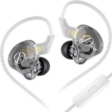 Imagem de Fones de ouvido com fio KZ Dawn Dynamic Driver in Ear Monitor, HiFi Bass IEM Headset, Fone de ouvido ergonômico confortável para jogos (com microfone, cabo banhado a prata)