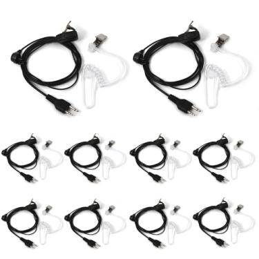Imagem de elxjar (Pacote com 10) Fones de ouvido de tubo acústico oculto transparente para rádio Walkie Talkie Midland GXT1000VP4 GXT2000VP4 LXT500VP3 GXT1050VP4 GXT1000XB com microfone PTT