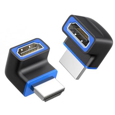 Imagem de Cable Matters Pacote com 2 adaptadores HDMI 8K macho para fêmea de ângulo de 270 graus (adaptador HDMI de ângulo reto 8K, cabo adaptador HDMI de ângulo reto 8K) com 8K @ 60Hz e suporte 4K @ 120Hz em preto