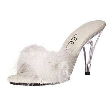 Imagem de Ellie Shoes Pantufas Maribou de salto de 10 cm, Branco, 38