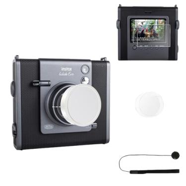 Imagem de HIYQIN Protetor de tela e tampa de lente para câmera híbrida Fujifilm Instax Wide EVO, tampa ampla de alumínio Evo, protetor de tela LCD temperado de 0,25 mm e kit de acessórios de filme PET para