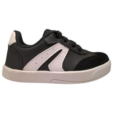 Imagem de Tênis Infantil Masculino Casual Menino Camurça Confort Macio (Preto e Branco, BR, Criança de 9 a 12 anos, Numérico, 25)