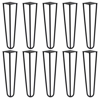 Imagem de Kit 10 Pés De Metal 30 Cm Mesa De Canto Rack E Puffs Preto