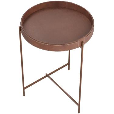 Imagem de Mesa De Canto Lateral Decorativa Industrial Sala De Estar 47 Cm Sintético Whisky P06 Da...
