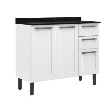 Imagem de Balcão 105Cm 3 Portas E 2 Gavetas Com Tampo Florença Itatiaia Branco