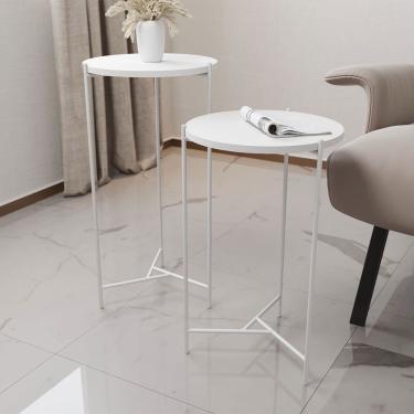 Imagem de Mesa Lateral Redonda áquila Branca Tampo Branco - Cor: Branco