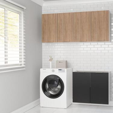 Imagem de Lavanderia Modulada 3 Peças Sem Tampo Sem Rodapé Ipanema Cabecasa Madeiramadeira Grafite Trama Acácia