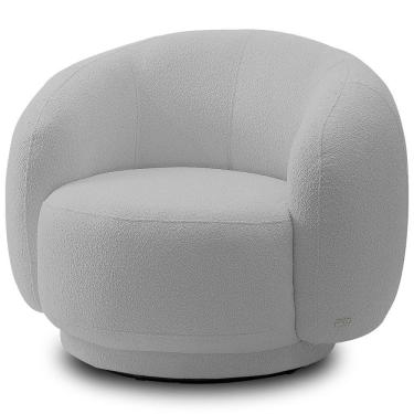 Imagem de Poltrona Giratória Orgânica Para Sala Living Elodie M05 Bouclê Cinza - Lyam Decor