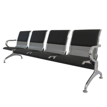 Imagem de Longarina Estofada 4 Lug Nr-17 Dubai Fratini 226 Cm Aço Carbono, Cromado E Pintura Cinza C- Braços