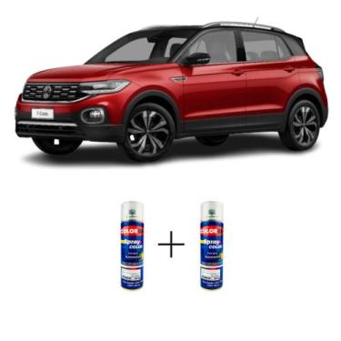 Imagem de Tinta Spray Automotiva Vermelho Sunset VW 300ml + Spray Verniz 300ml -