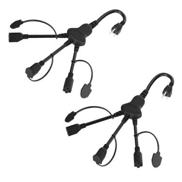 Imagem de Elecan Cabo De Extensão Alimentação 3 Vias, Divisor Em Y, 1,5 Pés/Pacote Com 2, Pinos, 1 Para Tomada, Tomadas Múltiplas, Etl-Sjtw, Calibre 16, 13 A/125 V Iluminação, Paisagismo E Decorações Natal, P