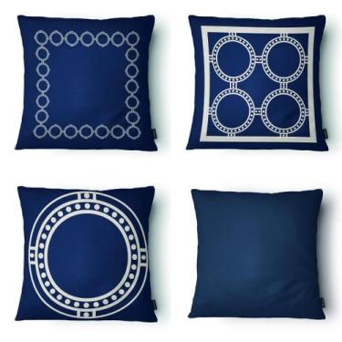 Imagem de Kit 4 Capas Almofada Círculos 43x43cm Microfibra Azul - Tuti Gottô