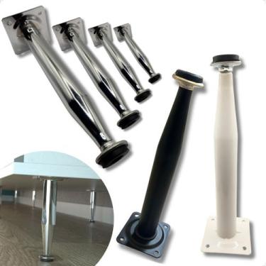 Imagem de Kit 4 Un Pés Cônico 20cm Metal Com Regulagem Para Móveis - Metalnox, C