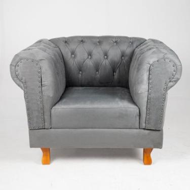 Imagem de Uma Namoradeira + Uma Poltrona Chesterfield Capitone - Suede Cinza / D