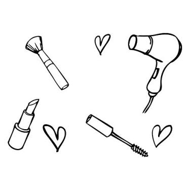 Imagem de Arte fofa do produto de beleza da moda - Decalque de vinil preto para laptop de 13 polegadas