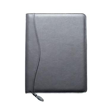 Imagem de Planner Pad Capa executiva de 7 anéis, tamanho executivo, serve para páginas de planejamento de tamanho de 21 x 28 cm, couro sintético cinza