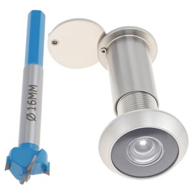 Imagem de HOJLKLD Olho mágico do visualizador de porta, furos de latão sólido de 200 graus para porta sólida com broca de 16 mm, visualizador de porta de 5/8 polegadas com capa de privacidade para portas de 3,5