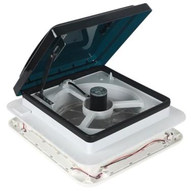 Imagem de ZDHQLHJ Ventilador de ventilação de teto RV de 35 cm, exaustor de 12 V com tampa ajustável, ventilação de ar bidirecional, manual silencioso e confiável, para banheiro de trailer de trailer (preto)