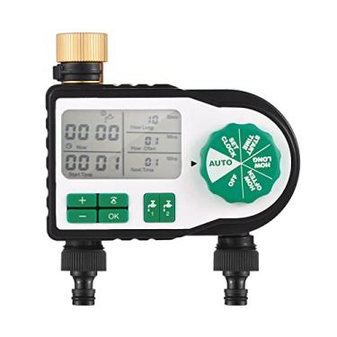 Imagem de Qudai Temporizador de rega automático digital com 2 conectores de mangueira temporizador de irrigação de jardim programado torneira aspersor controlador de irrigação inteligente para gramado terras