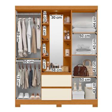 Imagem de Guarda Roupa Olimpia 163cm 4 Portas Espelho LED 2 Gavetas - Albatroz, 