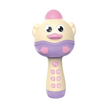 Imagem de BaotyJie Microfone de karaokê para crianças, brinquedo de presente de aniversário, mini máquina de karaokê de desenho animado compacto, brinquedos musicais, Rosa