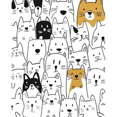 Imagem de ILHIIOR Papel de parede para gatos papel de parede branco boho papel de contato branco fofo animal removível autoadesivo impermeável para gavetas de armário decoração de parede amigável para