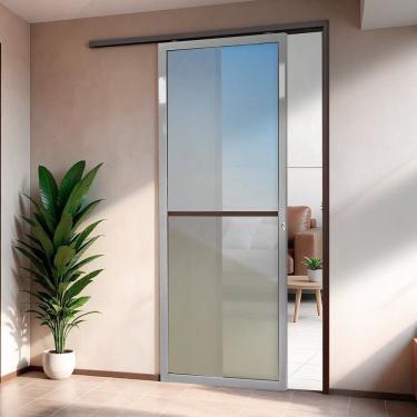 Imagem de Porta De Correr Suspensa 210x90cm Vidrao Dir L.25 Mix Corten