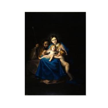 Imagem de Famous Paintings Reprodução, Francisc Goya, abstrata em tela para decoração de parede "Sagrada família" tela moderna para decoração 70 x 100 cm (28 x 33 polegadas) sem moldura