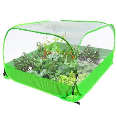 Imagem de Cobertura de planta de malha de jardim pop-up para barraca externa para jardim protetor de pássaros e pragas para proteção de cama elevada frutas, legumes, mudas e ervas (1 peça 90 x 90 x 70 cm sem