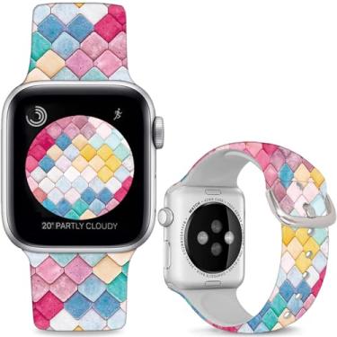 Imagem de Sjiangqiao Pulseiras de silicone macio compatíveis com Apple Watch de 38 mm, 40 mm, 41 mm e 42 mm (série 10), iWatch SE/SE2, pulseiras esportivas de substituição compatíveis com iWatch séries 10, 9, 8