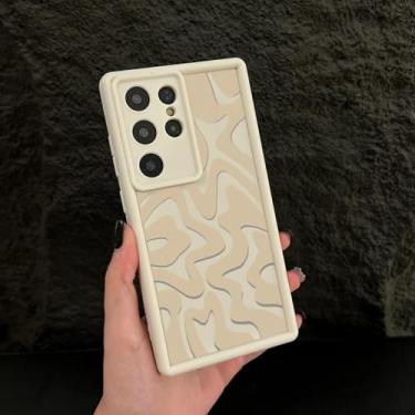 Imagem de YOGISU Capa macia com padrão listrado de luxo para Samsung A56 (para Samsung A56/branco 029)