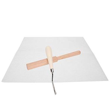 Imagem de aqxreight Crochê de Madeira e Pano de Malha de Fibra de Vidro para Tecelagem de Tapete Diy de 50x50cm de Tecido de Grade de Artesanato