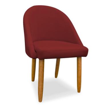 Imagem de Poltrona Cadeira Lua Veludo Sala de Jantar - Leo Decor, Vermelho