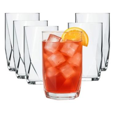 Imagem de Jogo 6 Copos Chiques 360ml Topázio Drinks Vidro Agua E Suco - CRISTAR