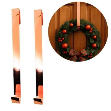 Imagem de Jogo 2 Suportes Para Guirlanda Metal Rosê Metalizado 37cm Encaixe Port