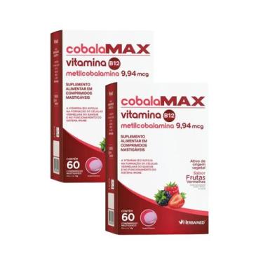 Imagem de Kit 2 Cobalamax Vitamina B12 Frutas Vermelhas 60 Comprimidos - Herbame