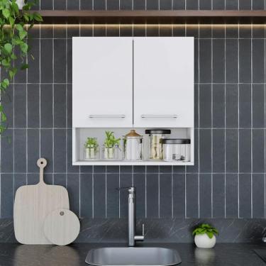 Imagem de Armário de Banheiro Lavanderia 2 Portas Aéreo com Nicho Modular Compac