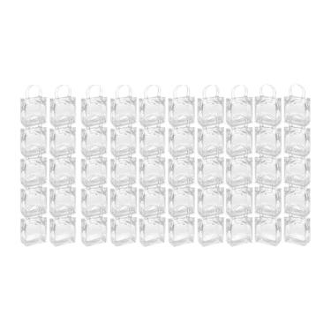 Imagem de KiBcsLic 50 unidades de sacolas transparentes para presente, sacolas para lembrancinhas, embalagens florais, buquê de flores, transparentes com alças para chá