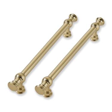 Imagem de CABDM Pacote com 2 puxadores de armário de bronze champanhe central de 15 cm - alças de armário sólidas resistentes adequadas para armários, cômodas, cozinhas e armários de banheiro