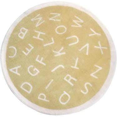 Imagem de B Tapete De Área Redondo Abc De Pelúcia Macia, Tapete De Chão Antiderrapante Para Quarto De Crianças Aprendendo Jogo Tapete Para Sala De Aula Lavável, D, Diameter:160cm