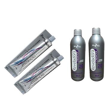 Imagem de Kit Tinta Preto Azulado 02 Coloração, 02 OX 20 90ml Mairibel