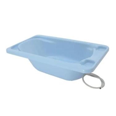 Imagem de Banheira para Bebê Plástica Galzerano Azul com Saboneteira, U, AZUL