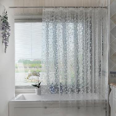 Imagem de jssablo Forro de cortina de chuveiro, 100% à prova d'água, cortinas de chuveiro Peva com 3 ímãs de fundo pesado e 12 ilhós à prova de ferrugem, forro de chuveiro com peso de 72 x 182 cm para box de