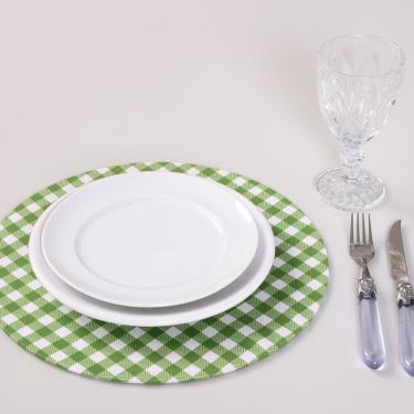 Imagem de Sousplat Estampado Allegra 2 Peças Capa  e Base MDF 35cm Diâmetro 100% Poliéster - Xadrez